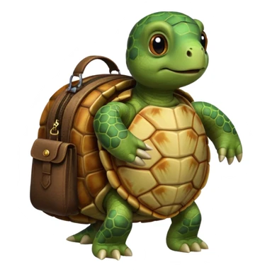 Turtle with a bag sticker