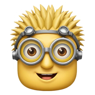 Minion emoji with a round head like normal emojis and a smurk like this emoji but a minion so basically that emoji with the goggles and the hair and not a funny head shape 😏 it should look like an actual minion not a human with African braids and a female minion  sticker