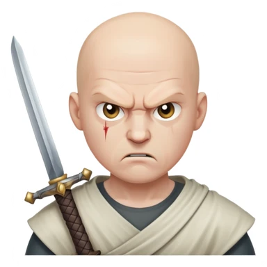 Angry Fully bald man with a sword sticker