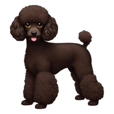 Brown poodle with black poodle sticker