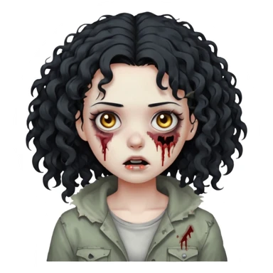 Zombi girl curly hair sticker