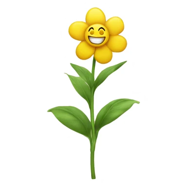 Yellow Flower with smiling face sticker