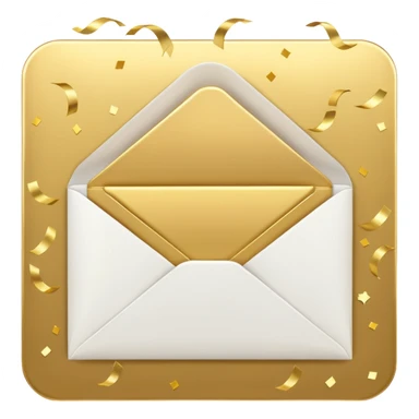 white envelope surrounded gold confetti sticker