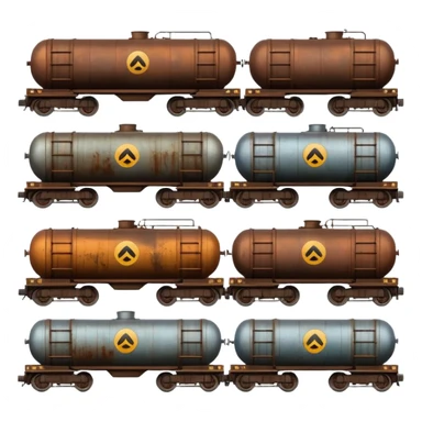 a long train with tank cars sticker