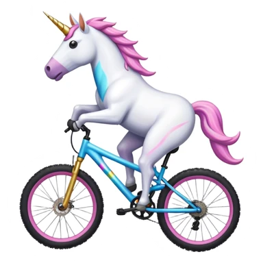 A unicorn riding a downhill mountain bike sticker
