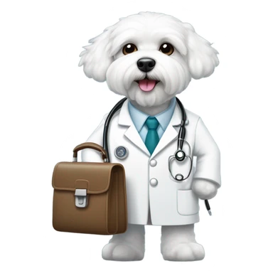 Bichon Maltese working as a doctor sticker
