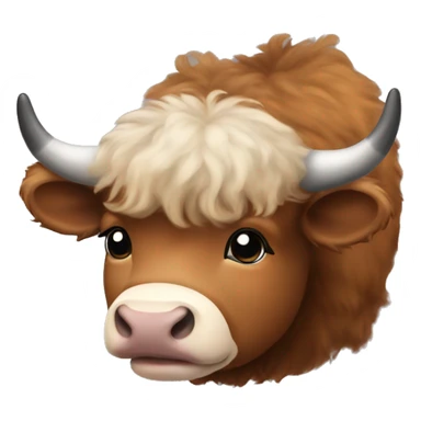 brown fluffy baby scottish cow with a small bow on head sticker