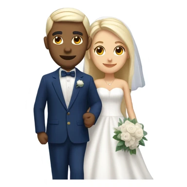 Puerto rican beard short hair with blue hat and navy blue suit getting Married with blond long hair girl with white  wedding dress  sticker