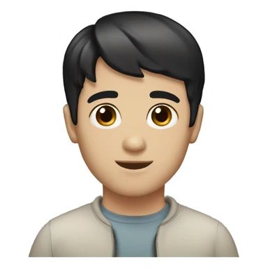 White boy short black hair with bangs brown eyes sticker