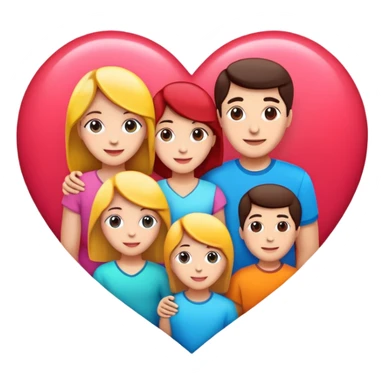 family with a heart, bright colors, simple background sticker