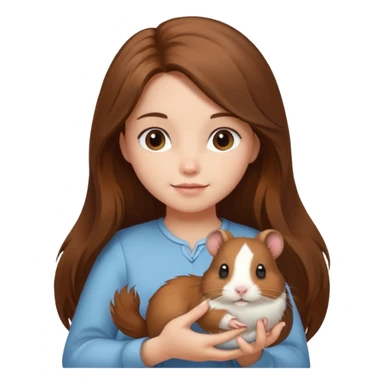 A pretty brown long hair  girl holding a hamster sticker