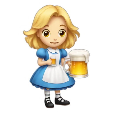 Alice in wonderland with a beer sticker