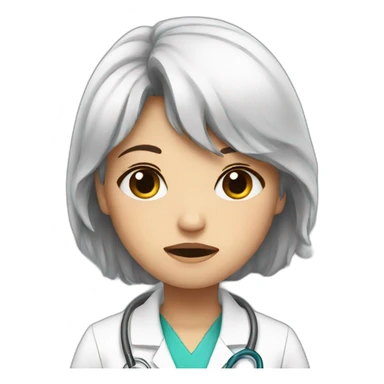 crying doctor girl with dark hair sticker