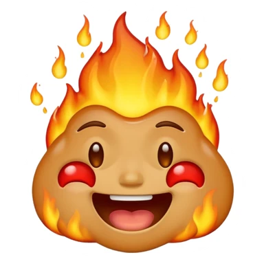 Generate an emoji that is on fire, laughing, crying, and melting at the same time with a sad mouth. Make the emoji sad. sticker