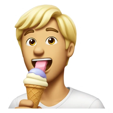 Guy licking ice cream sticker