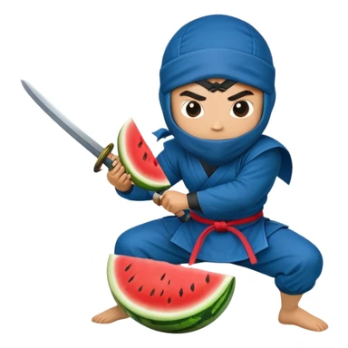 ninja in blue cuts a watermelon with a katana sticker