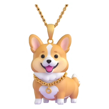 corgi wearing a gold chain sticker