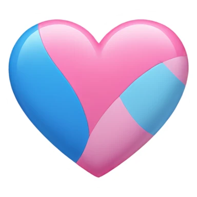 Half blue half pink heart sticker