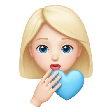 Blowing kiss emoji with light blue heart sticker