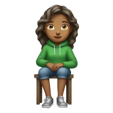 girl sitting in profile to the left in a green hoodie sticker