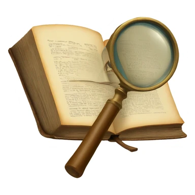 vintage book with magnifying glass sticker