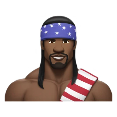 Terry crews muscular with long straight black hair and flag headband sticker