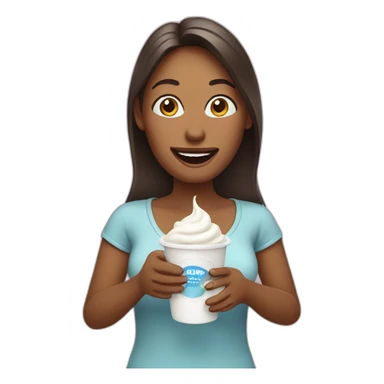 WOMAN EATING YOGURT sticker