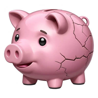 emoji of sad unhappy piggy bank, right view sticker