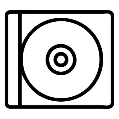 black CD holder with a black CD inside, viewed from above sticker
