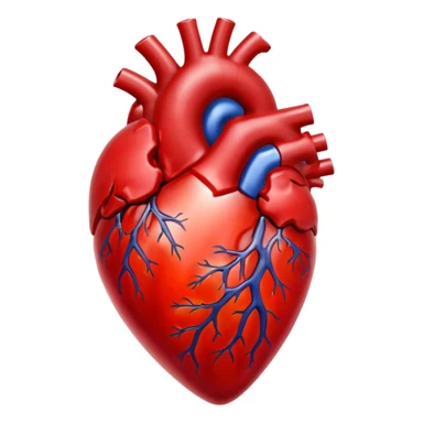 A red glass human heart with a white background. The glass should also be red and look like a real heart. sticker