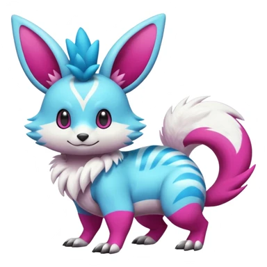 Cyan-Magenta-gradients Minccino-Zeraora-Emolga-Vernid-Sergal-fusion-hybrid-animal-creature, full body sticker