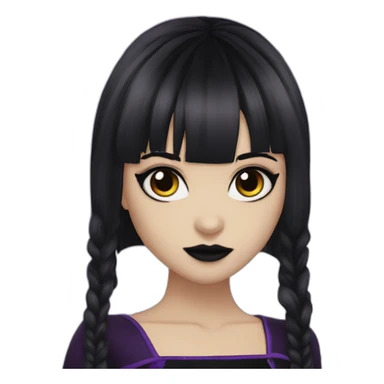 Elissabat-with-bangs-long-hair-purple-and-black-vampire-goth-makeup sticker