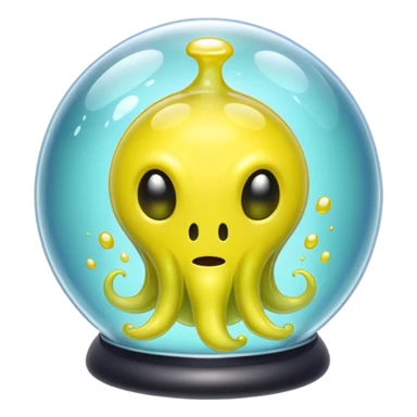 yellow slime alien in glass bubble sticker