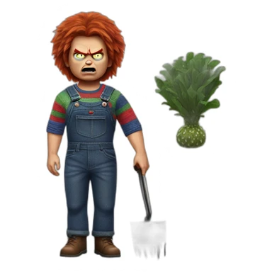 Angry Chucky as chia pet Friday the 13th sticker