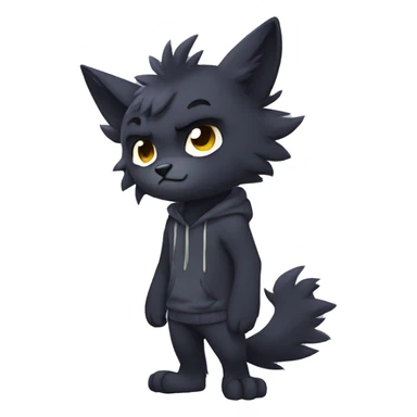 Dark Edgy Cool Shy Grumpy Fluffy FurSona Fakemon Full Body sticker