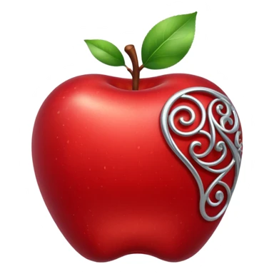fancy apple with intricate filigree, silver highlights, sophisticated sticker