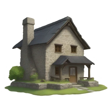 Stone cottage house with anime coming out the chimney  sticker