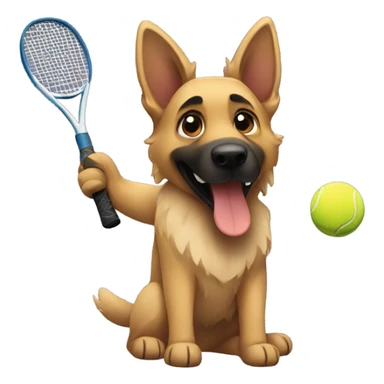 german shepherd playing tennis sticker
