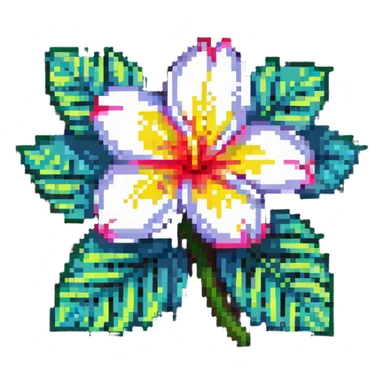plumeria flower with tropical vibe, pixel art sticker