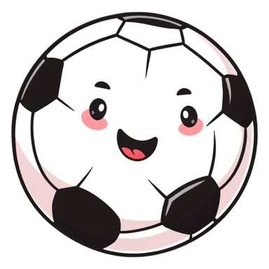 A cheerful soccer ball with a happy face and rosy cheeks sticker