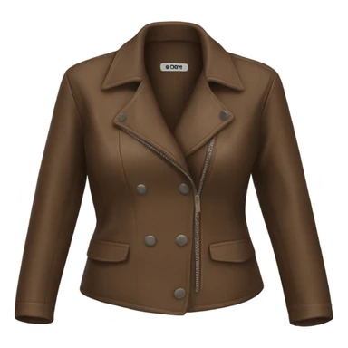 Brown oversize womens open button up leather jacket  sticker