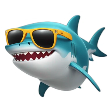 Shark putting on sunscreen and sunglasses sticker