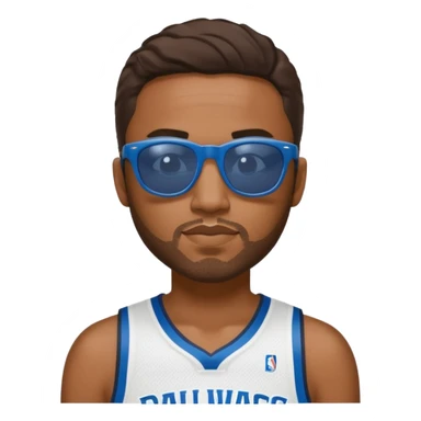 Brown skin man with sunglasses and Dallas mavericks jersey sticker