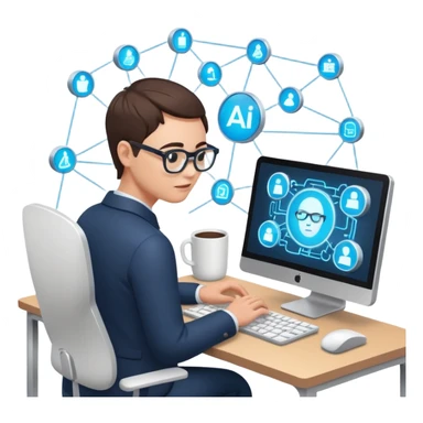 create an isometric analogous to showcase AI embedded experience in workflows, include the word AI sticker