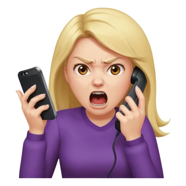 angry girl screaming at a phone, expressive, dynamic pose, clear emotion sticker