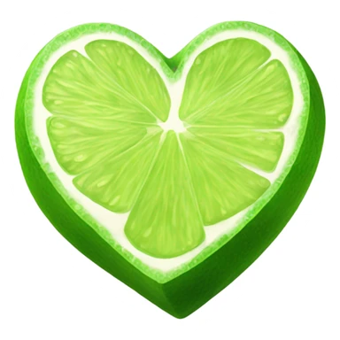 Realistic heart shaped slice of lime isolated.  sticker