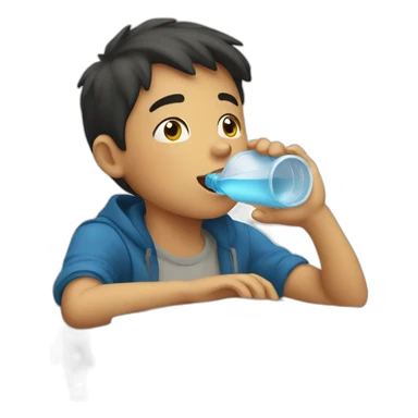 Boy drinking water sticker