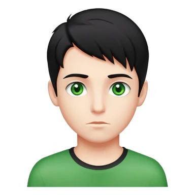 Boy with Green eyes a hair black half red  sticker
