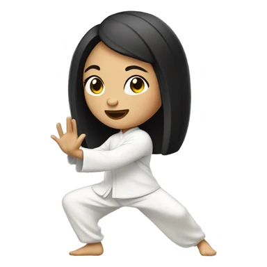 Tai chi girl with black hair and light skin doing a tai chi move sticker