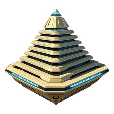 Annunaki spaceship, a massive floating ziggurat-like structure, blending ancient Sumerian aesthetics with high-tech propulsion systems sticker